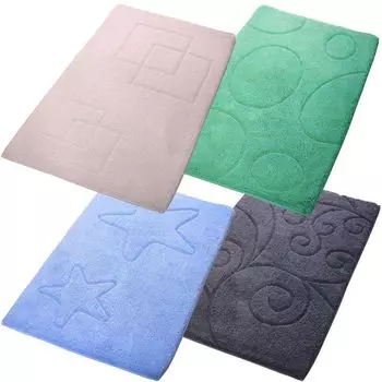 Коврик для ванной 60х100см, хлопковый коврик для ванной зеленого, синего, бежевого или антрацитового цвета, цвет: зеленый Marabella