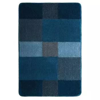 Коврик для ванной - 70 х 120 см - синий - полиакрил - в клетку Kleine Wolke