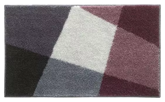 Коврик для ванной - 70 x 120 см - фиолетовый - серый - белый - полиэстер - нескользящий GRUND