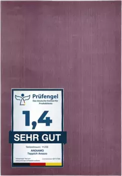 Коврик для ванной Andiamo "Arezzo", высота 16 мм, нескользящее покрытие, быстросохнущий, подходит для пола с подогревом, нескользящее покрытие, быстросохнущий прямоугольный (60х110 см), цвет lavendel