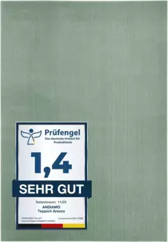 Коврик для ванной Andiamo "Arezzo", высота 16 мм, нескользящее покрытие, быстросохнущий, подходит для пола с подогревом, нескользящее покрытие, быстросохнущий квадрат (80х80 см), цвет salbeigrn