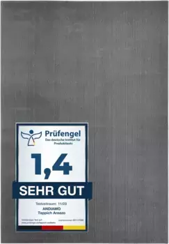 Коврик для ванной Andiamo "Arezzo", высота 16 мм, нескользящее покрытие, быстросохнущий, подходит для пола с подогревом, нескользящее покрытие, быстросохнущий квадрат (80х80 см), цвет anthrazit