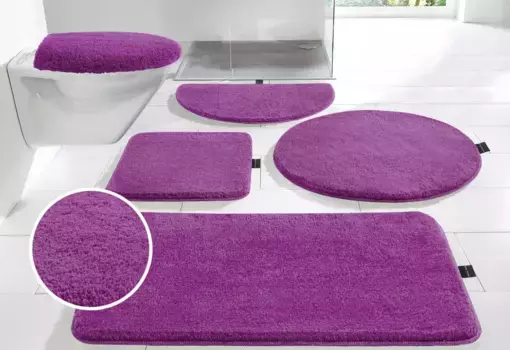 Коврик для ванной Bruno Banani "Lana", высота 25 мм, с противоскользящим покрытием 3 шт. Подвесной туалетный гарнитур, розовый