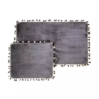 Коврик для ванной Evidea Soft, двухсекционный, с кисточками, антрацитовый, 60x100 см + 50x60 см