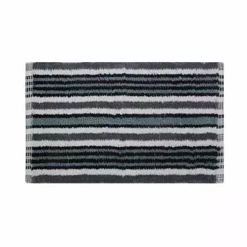 Коврик для ванной HOMESCAPES черный, серо-белые полосы 40 x 60 см 100% хлопок