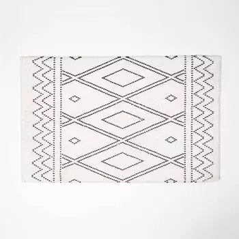 Коврик для ванной HOMESCAPES Стиль бохо черно-белый, 50 x 80 см - коврик для ванной из хлопка