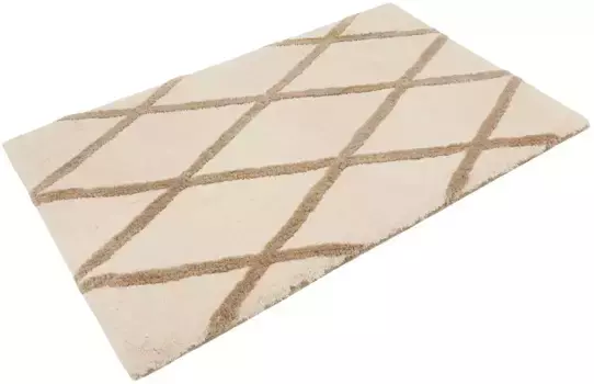 Коврик для ванной Homie Living "San Bosa", высота 20 мм, с противоскользящим покрытием прямоугольный (70х120 см), бежевый/серо-коричневый