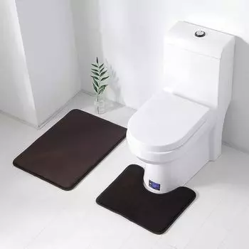 Коврик для ванной из 2 предметов, набор ковриков из пены с эффектом памяти, коврик для туалета и ванной комнаты (коричневый) Topchances