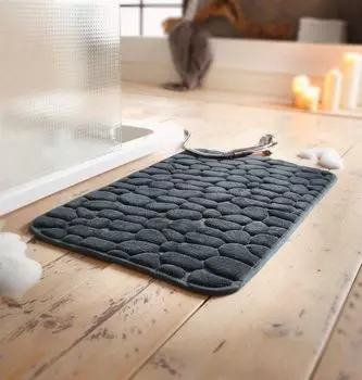 Коврик для ванной "Камень", темно-серый, 50х80 см, коврик для ванной Dekoleidenschaft, черный
