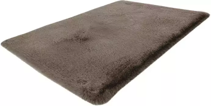 Коврик для ванной Kayoom "Кролик", высота 22 мм, нескользящее покрытие, подходит для пола с подогревом, мягкий мех кролика, ванная, детская, спальня прямоугольный (65х100 см), темно-бежевый