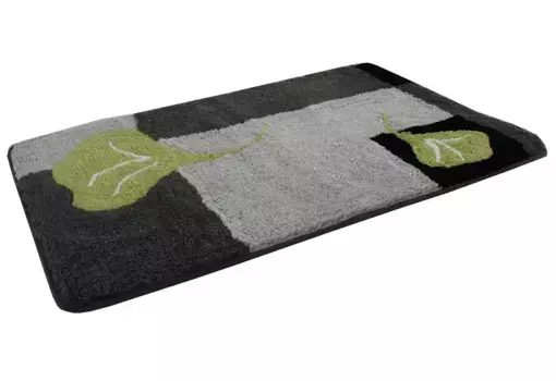 Коврик для ванной KiNZLER "Geel" с противоскользящим покрытием 80 см, антрацит/зеленый