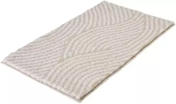 Коврик для ванной Kleine Wolke "Calma", высота 30 мм, с противоскользящим покрытием, подходит для пола с подогревом, коврик для ванной, волнистый дизайн прямоугольный (60х100 см), цвет macadamia