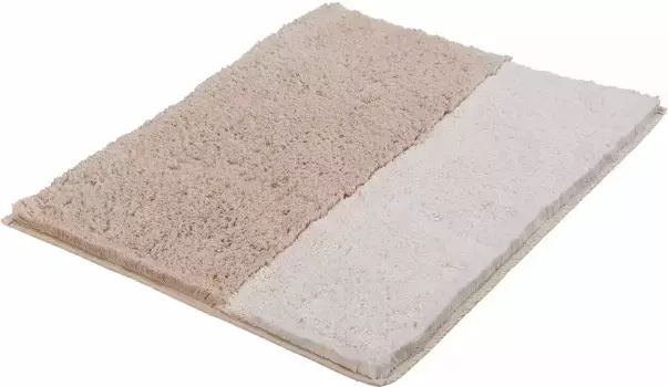 Коврик для ванной Kleine Wolke "Life", высота 20 мм, нескользящее покрытие, подходит для пола с подогревом, коврик для ванной, полоски, эффект high-low прямоугольный (55х65 см), цвет natur