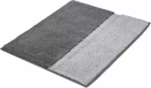 Коврик для ванной Kleine Wolke "Life", высота 20 мм, нескользящее покрытие, подходит для пола с подогревом, коврик для ванной, полоски, эффект high-low прямоугольный (55х65 см), цвет anthrazit