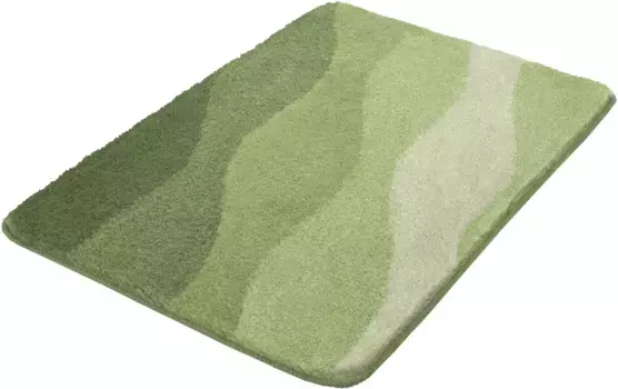 Коврик для ванной Kleine Wolke "Малена", высота 20 мм, с противоскользящим покрытием, подходит для пола с подогревом, коврик для ванной, современный волнистый дизайн прямоугольный (50х60 см), цвет minze