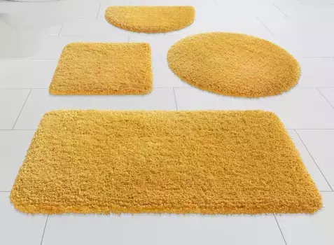 Коврик для ванной Kleine Wolke "Mellow", высота 40 мм, с противоскользящим покрытием, быстросохнущий, коврик для ванной, однотонный, в наличии прямоугольные и круглые круглый ( 70 см), золотисто-желтый