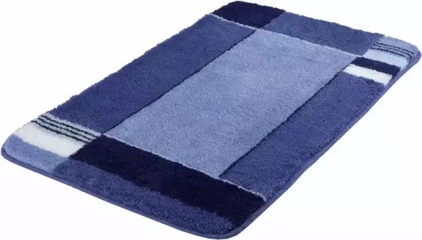 Коврик для ванной Kleine Wolke "Padova", высота 20 мм, с противоскользящим покрытием, подходит для пола с подогревом, коврик для ванной, современный дизайн, можно стирать прямоугольный (80х140 см), темно-синий