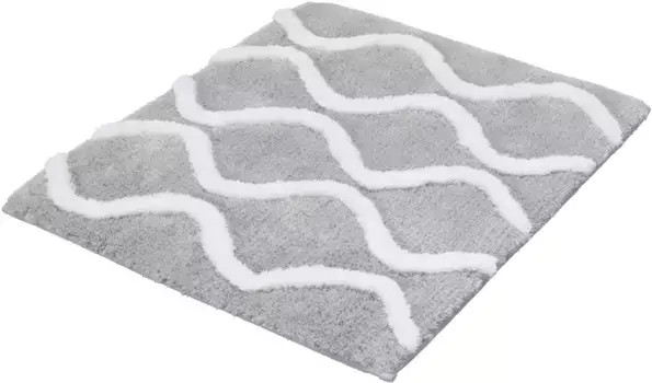Коврик для ванной Kleine Wolke "Piana", высота 23 мм, с противоскользящим покрытием, подходит для пола с подогревом, коврик для ванной, современный волнистый 3D-дизайн прямоугольный (70х120 см), цвет auster