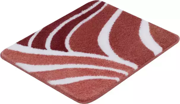 Коврик для ванной Kleine Wolke "Пламя", высота 15 мм, с противоскользящим покрытием, подходит для пола с подогревом, коврик для ванной, волнистый дизайн прямоугольный (80х140 см), цвет marsala