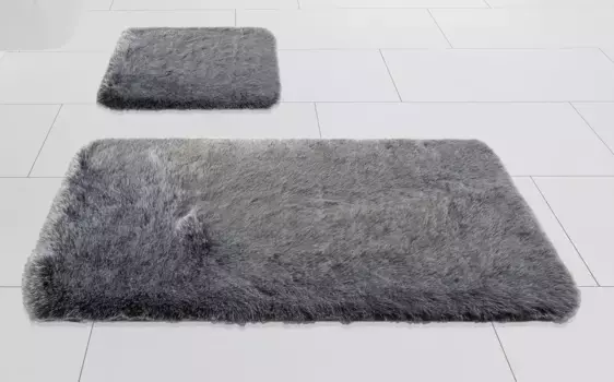 Коврик для ванной Kleine Wolke Пушистый с нескользящим покрытием 80 см, цвет platinfarben