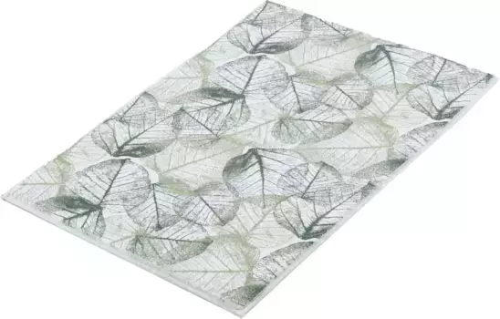 Коврик для ванной Kleine Wolke "Selva", высота 5 мм, с противоскользящим покрытием, подходит для пола с подогревом, коврик для ванной, принт, мотив листьев прямоугольный (50х60 см), цвет forest