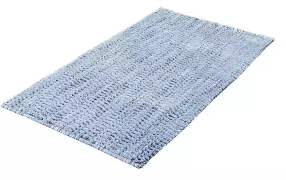 Коврик для ванной Kleine Wolke "Sway", высота 10 мм, с противоскользящим покрытием, подходит для пола с подогревом, коврик для ванной, однотонный с эффектом меланжа прямоугольный (70х120 см), синий