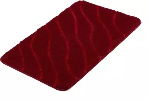 Коврик для ванной Kleine Wolke "Трамвай", высота 20 мм, нескользящее покрытие, подходит для пола с подогревом, современный волнистый дизайн, эффект "высокий-низкий" прямоугольный (80х140 см), цвет granat