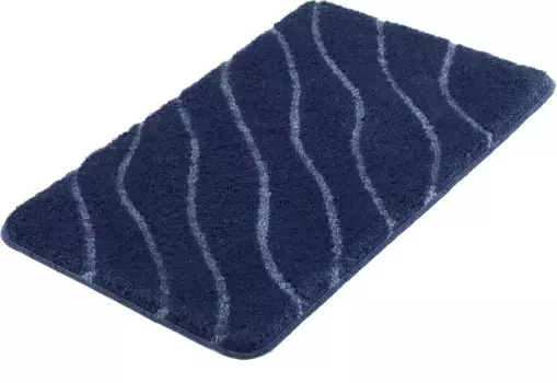 Коврик для ванной Kleine Wolke "Трамвай", высота 20 мм, нескользящее покрытие, подходит для пола с подогревом, современный волнистый дизайн, эффект "высокий-низкий" прямоугольный (55х65 см), цвет mare