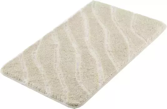 Коврик для ванной Kleine Wolke "Трамвай", высота 20 мм, нескользящее покрытие, подходит для пола с подогревом, современный волнистый дизайн, эффект "высокий-низкий" прямоугольный (80х140 см), карамель