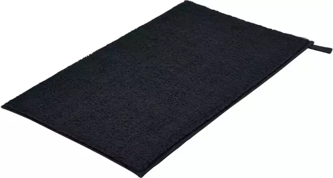 Коврик для ванной Kleine Wolke "Vita", высота 12 мм, нескользящее покрытие, подходит для пола с подогревом, коврик для ванной, однотонный, с петлей прямоугольный (50х80 см), черный