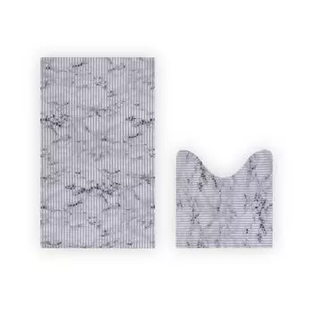 Коврик для ванной комнаты, 2 предмета - мрамор - коврик из мягкой пены (80x48см / 48x48см) - коврик для ванной, коврик для ванной, нескользящий душ для ванной комнаты Bestlivings, темно-серый