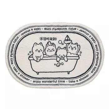 Коврик для ванной комнаты Хорошее поглощение влаги Мультяшный принт Противоскользящий Мягкий контрастный цвет Сухие ноги Дышащий ковер для гостиной Спальня Товары для дома-E Stuttg, мультиколор