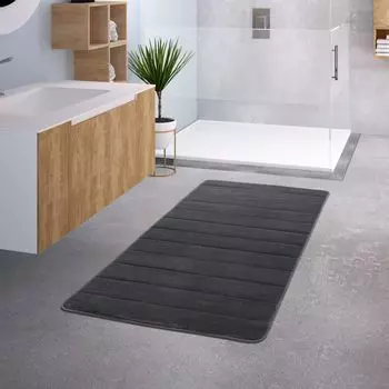 Коврик для ванной комнаты, коврик для душа, нескользящий, моющийся, из пены с эффектом памяти, с рисунком камня, размер 50x80 см TT Home, темно-серый