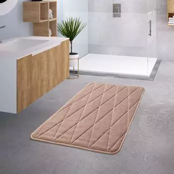 Коврик для ванной комнаты Коврик для душа Нескользящий моющийся из пены с эффектом памяти Размер рисунка камня 65x120 см TT Home, бежевый