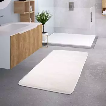 Коврик для ванной комнаты, коврик для душа, нескользящий, моющийся, из пены с эффектом памяти, с рисунком камня, размер 50x80 см TT Home, бежевый