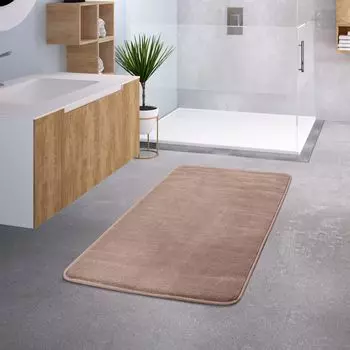 Коврик для ванной комнаты, коврик для душа, нескользящий, моющийся, из пены с эффектом памяти, с рисунком камня, размер 50x80 см TT Home, бежевый