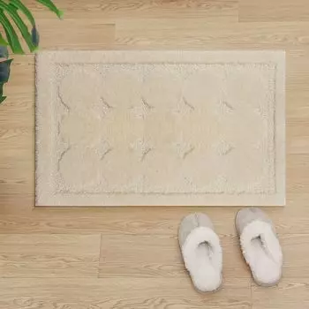 Коврик для ванной комнаты, нескользящий мягкий коврик для ванной, водопоглощающий - кремовые круги - 60x180 см Muratap, бежевый