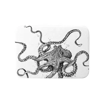 Коврик для ванной комнаты с морскими водорослями, океанской волной, осьминогом, нескользящий коврик для ванной и душа, напольный коврик-4 # Stuttg, мультиколор