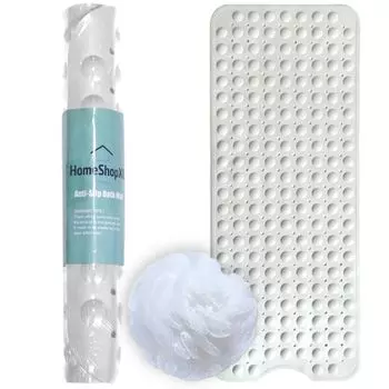 Коврик для ванной Коврик для душа - 100 х 40 см - нескользящий коврик белого цвета с присоской - противоскользящий коврик для ванной комнаты или душа HomeShopXL, белый