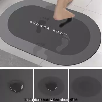 Коврик для ванной Коврик для ванной Коврик для душа Коврик для душа Коврик для душа Нескользящие впитывающие диатомовые грязи Коврики для ванной комнаты (серый) YisibaihTao