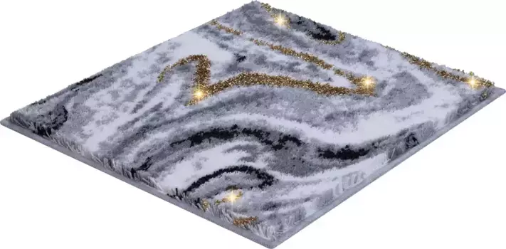 Коврик для ванной Leonique "Gloria" прямоугольный (50х90 см), серый/золотой