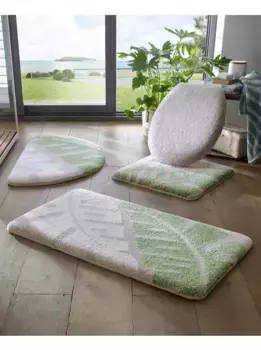 Коврик для ванной Little Cloud Kleine Wolke Шаблон унитаза без выреза (50х50 см), серый/эвкалипт