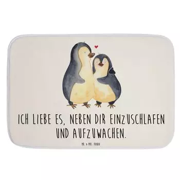 Коврик для ванной «Мистер и миссис Панда» «Пингвины засыпают» — белый — подарок, годовщина свадьбы, коврик для душа, сувенир, коврик для ванной комнаты, для мужчин, любви, жены, коврик для ванной Mr. & Mrs. Panda