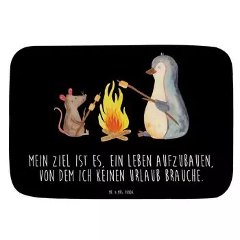 Коврик для ванной «Мистер и миссис Панда» «Пингвин у костра» — черный — подарок, любовь, коврик для ванной, работа, счастье, мышь, коврик для душа, коврик для душа, коврик для ванной, коврик для душа Mr. & Mrs. Panda, белый