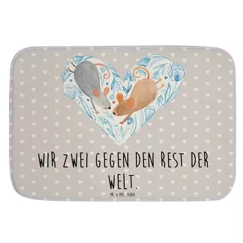 Коврик для ванной «Мистер и миссис Панда» Мышиное сердце — серая пастель — подарок, Коврик для душа, Коврик для ванной, Коврик для душа, Любовь, Коврик для душа, Коврик для ванной, Партнер, Мышь, Друг Mr. & Mrs. Panda, белый