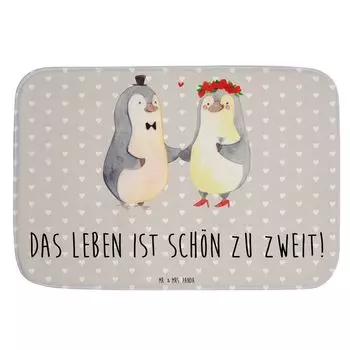 Коврик для ванной «Мистер и миссис Панда» Брак пингвинов — серая пастель — подарок, предложение руки и сердца, коврик для ванной, свадьба, любовь, коврик для ванной, коврик для ванной, коврик для душа, годовщина свадьбы Mr. & Mrs. Panda, серый