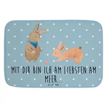 Коврик для ванной «Мистер и миссис Панда» в виде ракушки кролика — синяя пастель — подарок, коврик для ванной, семья, подруги, дедушка, отпуск, море, коврик для ванной, ракушки, коврик для ванной Mr. & Mrs. Panda, белый