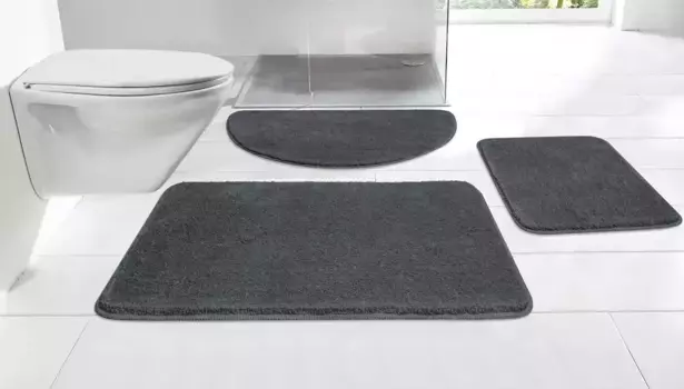 Коврик для ванной "Мой дом" Merida с коротким ворсом, коврик для ванной ", высота 15 мм, с противоскользящим покрытием My home полукруглый (50х80 см), темно-серый