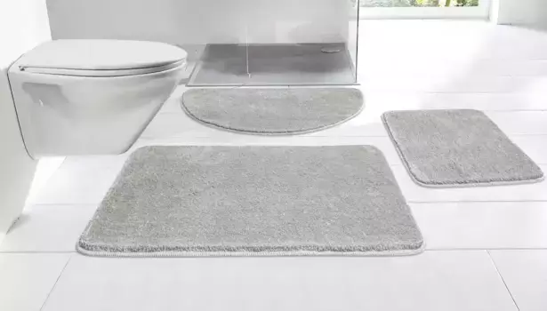 Коврик для ванной "Мой дом" Merida с коротким ворсом, коврик для ванной ", высота 15 мм, с противоскользящим покрытием My home прямоугольный (70х110 см), светло-серый