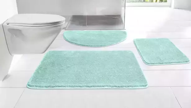 Коврик для ванной "Мой дом" Merida с коротким ворсом, коврик для ванной ", высота 15 мм, с противоскользящим покрытием My home полукруглый (50х80 см), цвет mint